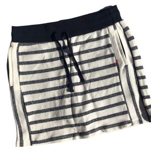 Jones New York Womens Skort Navy Blue Striped Terrycloth Drawstring-Size M